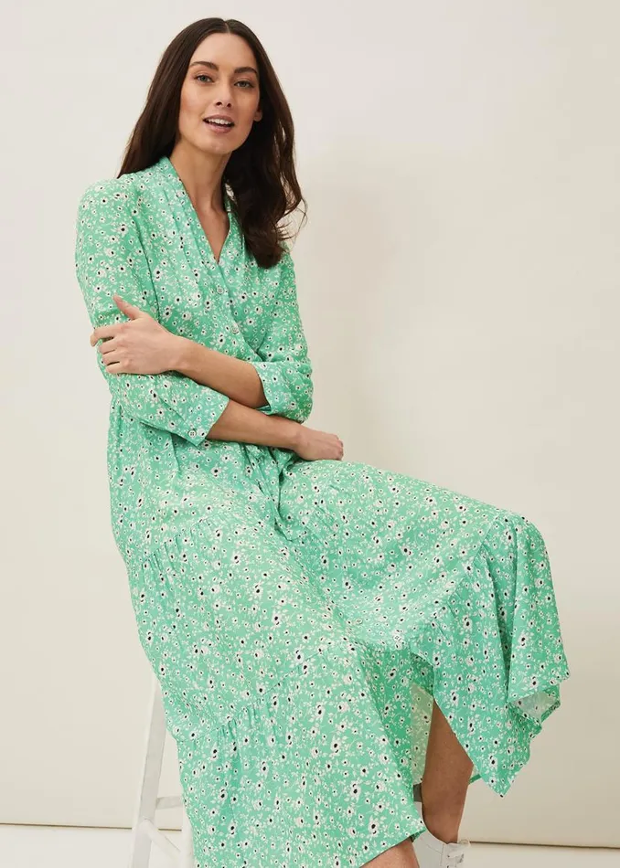 Phase Eight Dresses Diana Floral Midi Dress Green 8211 Women
