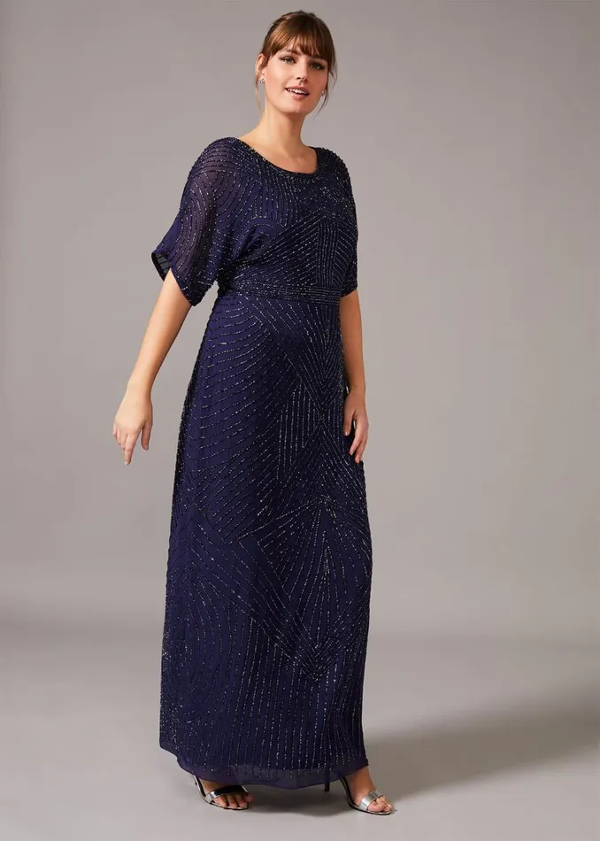 Phase Eight Dresses Donnatella Beaded Maxi Dress Navy 8211 Women