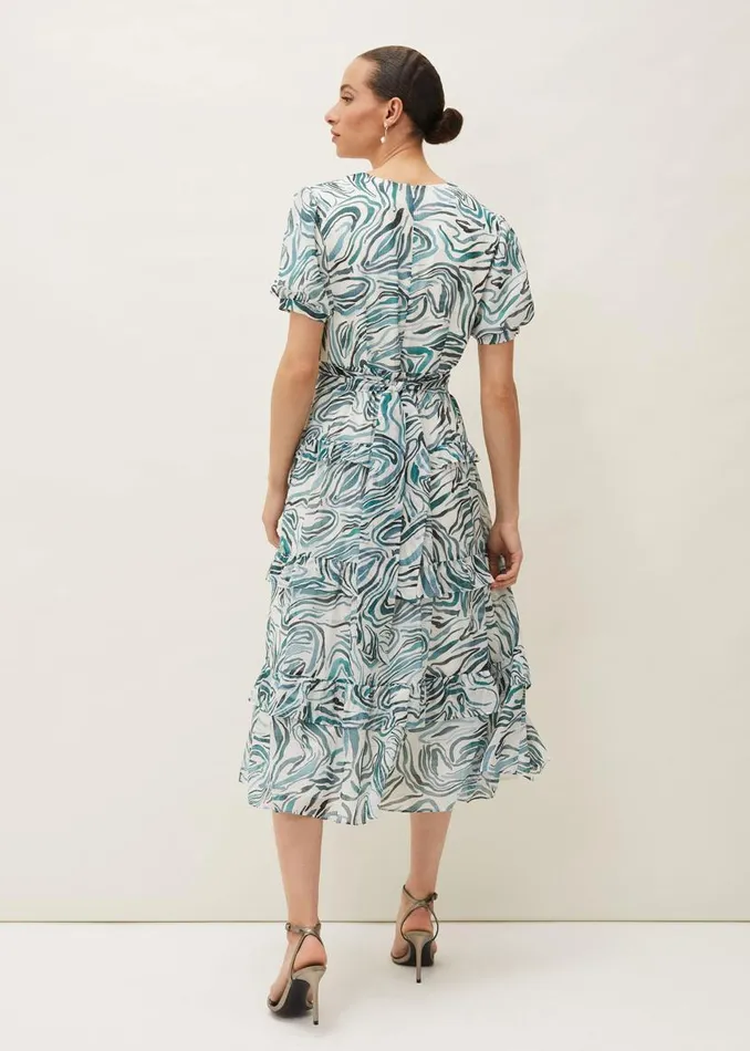 Phase Eight Dresses Iona Swirls Print Tiered Short Sleeved Midi Dress Aquamarineecru 8211 Women Phase Eight Dresses Iona Swirls Print Tiered Short Sleeved Midi Dress Aquamarineecru 8211 Women