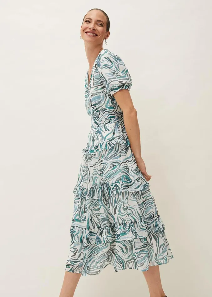 Phase Eight Dresses Iona Swirls Print Tiered Short Sleeved Midi Dress Aquamarineecru 8211 Women Phase Eight Dresses Iona Swirls Print Tiered Short Sleeved Midi Dress Aquamarineecru 8211 Women