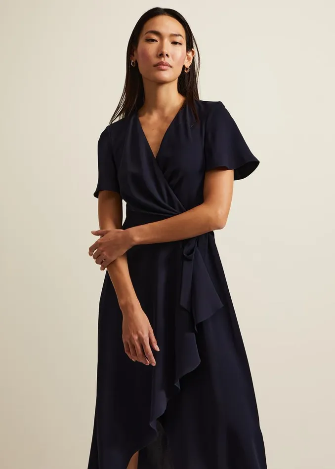 Phase Eight Dresses Julissa Navy Frill Wrap Dress Navy 8211 Women