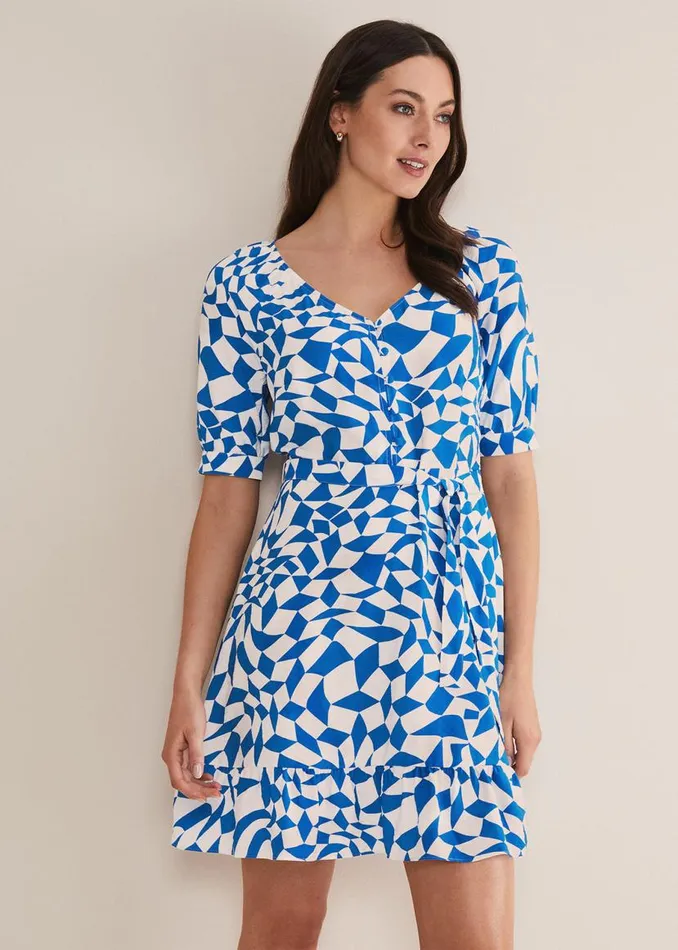 Phase Eight Dresses Penele Geo Swing Dress Blue 8211 Women