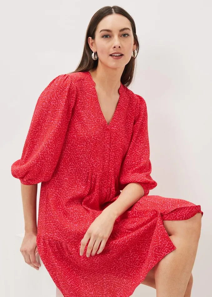 Phase Eight Dresses Penele Print Swing Dress Pinkred 8211 Women