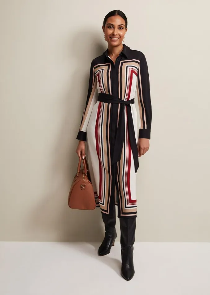 Phase Eight Dresses Petite Geri Striped Shirt Dress Blackmulti 8211 Women