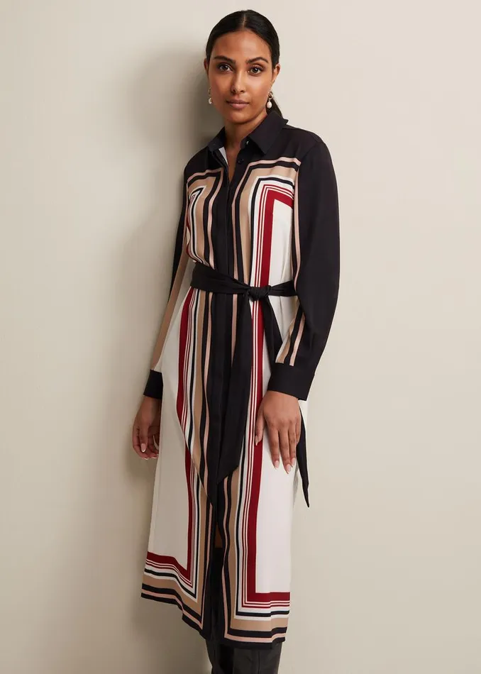 Phase Eight Dresses Petite Geri Striped Shirt Dress Blackmulti 8211 Women