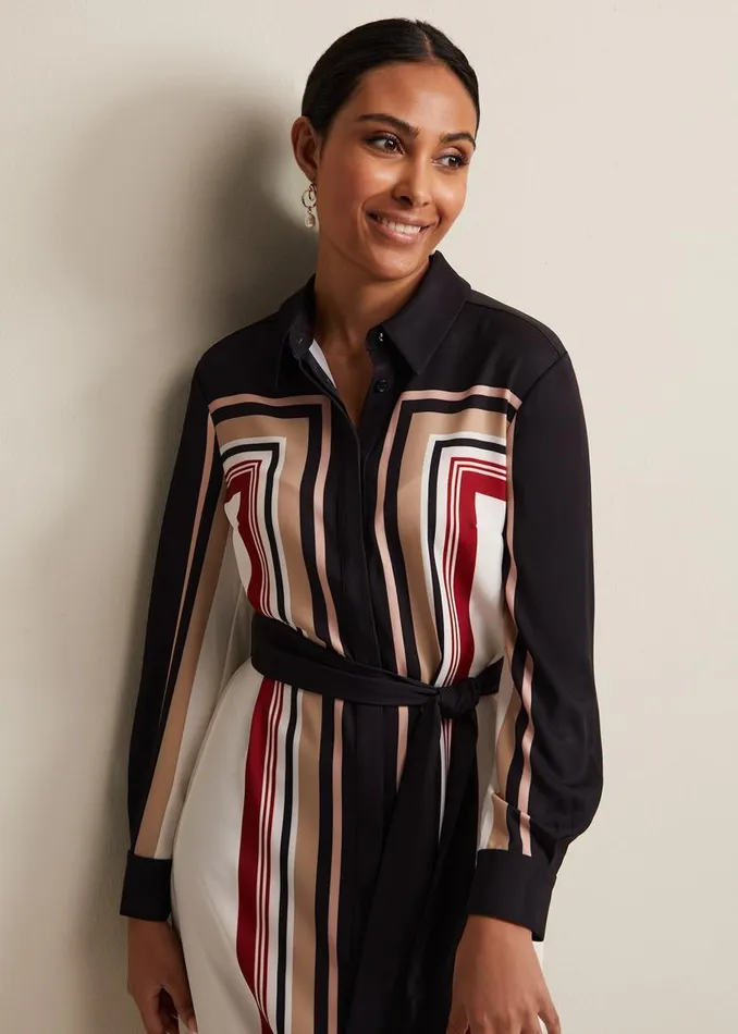 Phase Eight Dresses Petite Geri Striped Shirt Dress Blackmulti 8211 Women