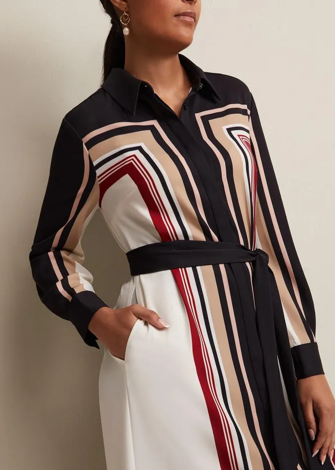 Phase Eight Dresses Petite Geri Striped Shirt Dress Blackmulti 8211 Women