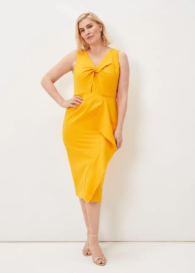 Phase Eight Dresses Rosalyn Twist Frill Dress Canary 8211 Women