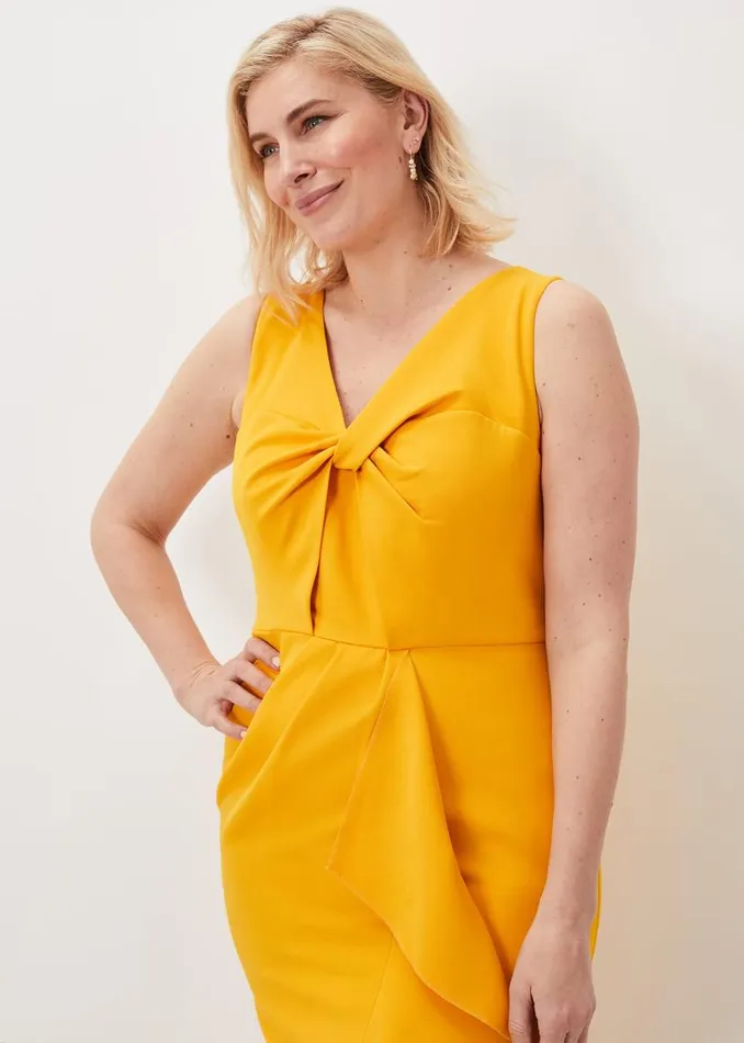 Phase Eight Dresses Rosalyn Twist Frill Dress Canary 8211 Women