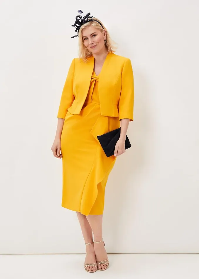 Phase Eight Dresses Rosalyn Twist Frill Dress Canary 8211 Women