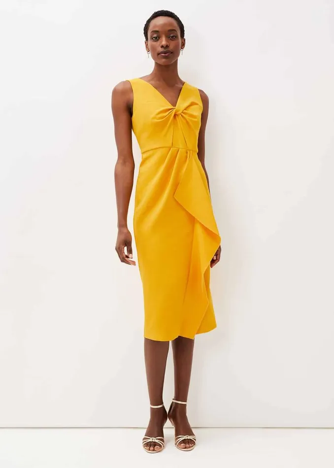 Phase Eight Dresses Rosalyn Twist Frill Dress Canary 8211 Women