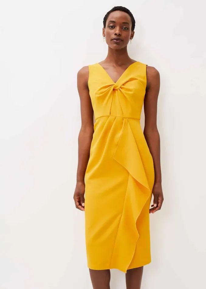Phase Eight Dresses Rosalyn Twist Frill Dress Canary 8211 Women