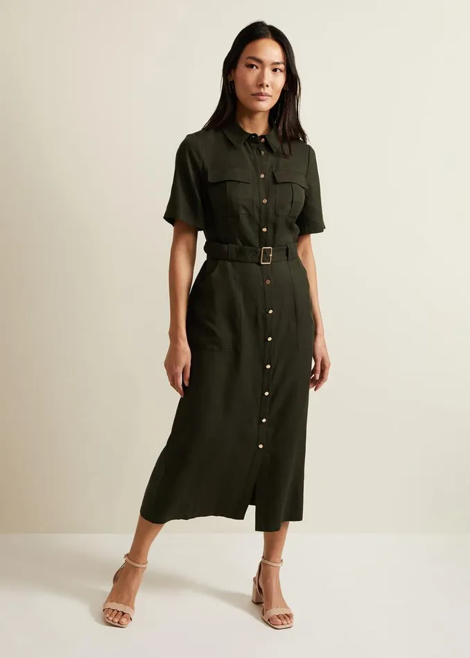 Phase Eight Dresses Willow Midi Utility Dress Green 8211 Women
