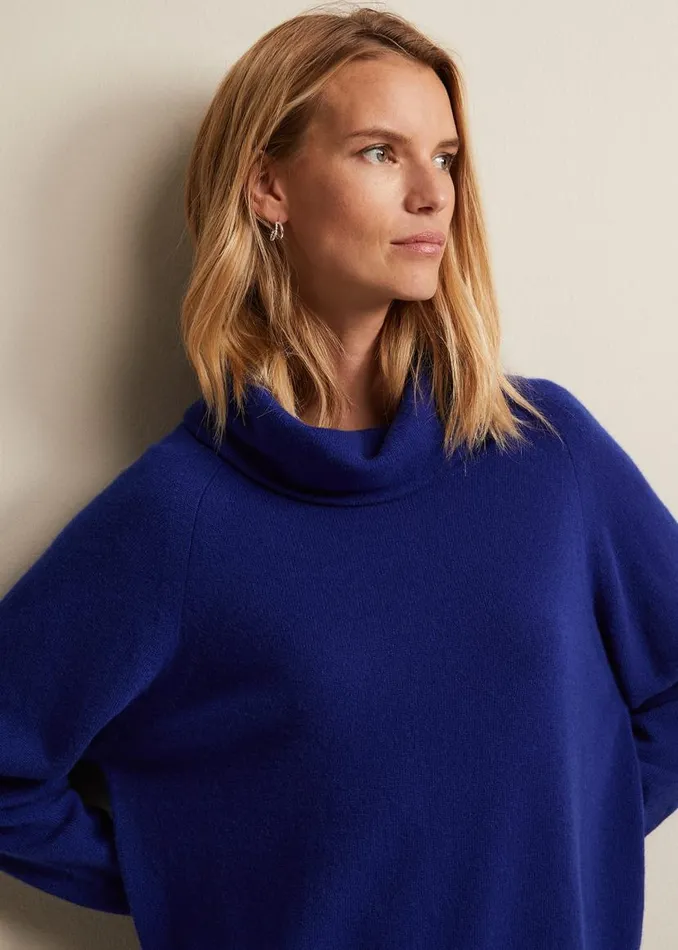 Phase Eight Knitwear Cashmere Cowl Neck Jumper Blue 8211 Women