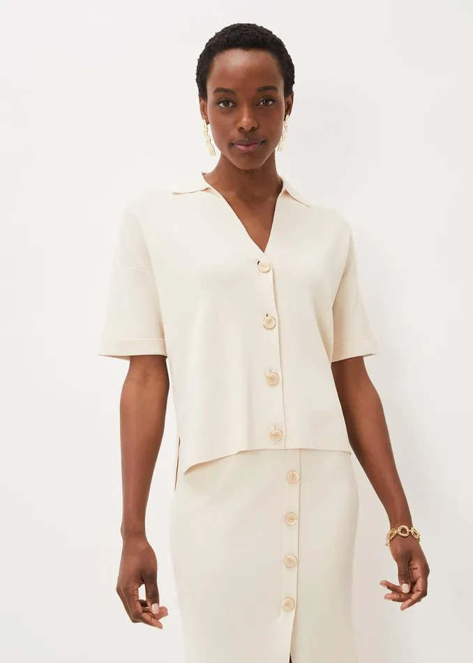 Phase Eight Knitwear Mae TShirt Button Knit Buttermilk 8211 Women