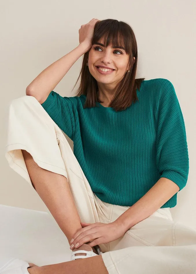 Phase Eight Knitwear Naya Textured Corded Knit Teal 8211 Women