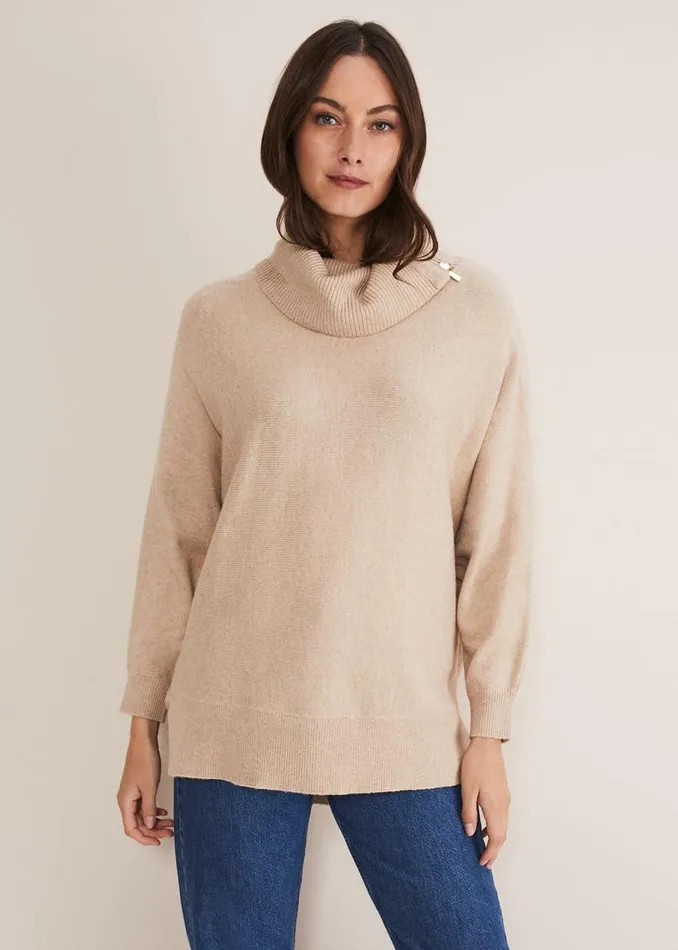 Phase Eight Knitwear Nola Zip Neck Chunky Relaxed Knit Oatmeal 8211 Women