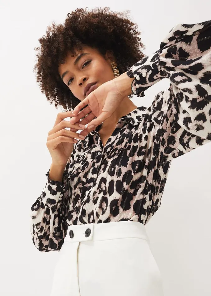 Phase Eight Shirts and Blouses Chelsie Leopard Print Blouse Multicoloured 8211 Women