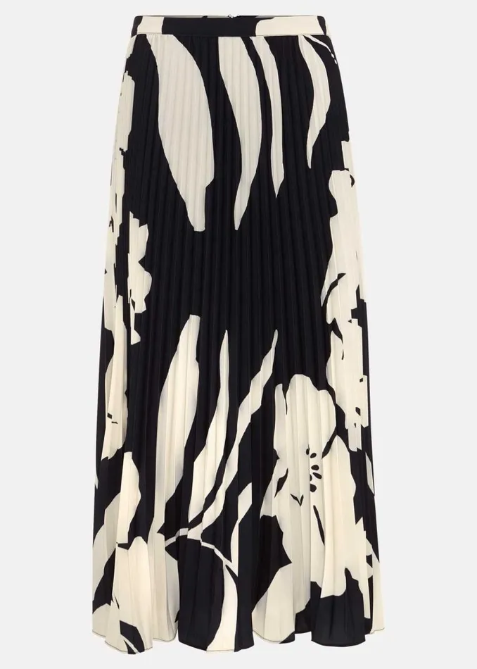Phase Eight Skirts Elmina Floral Pleated Skirt Navyivory 8211 Women