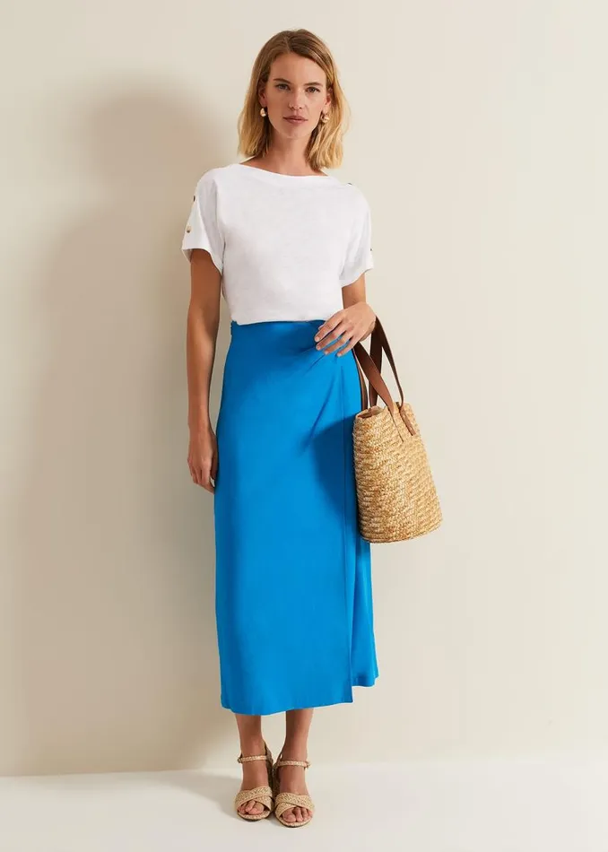 Phase Eight Skirts Hayden Linen Wrap Skirt Blue 8211 Women