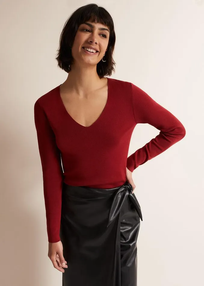 Phase Eight Tops and TShirts Molla Red VNeck Top Red 8211 Women