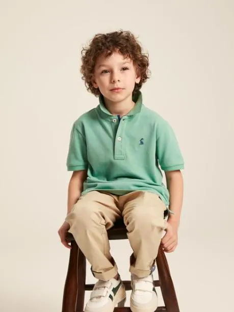 Polo Shirts Boys Joules Green Pique Cotton Polo Shirt