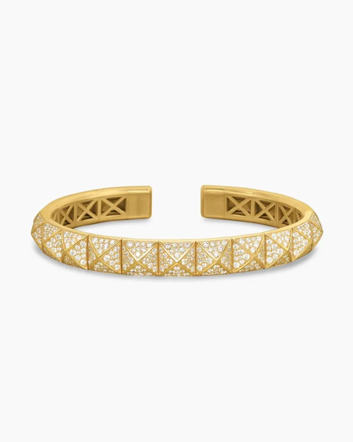 Pyramid Cuff Bracelet In 18K Yellow Gold With Diamonds 8mm Women David Yurman Cuff Pyramid Cuff Bracelet In 18K Yellow Gold With Diamonds 8mm Women David Yurman Cuff