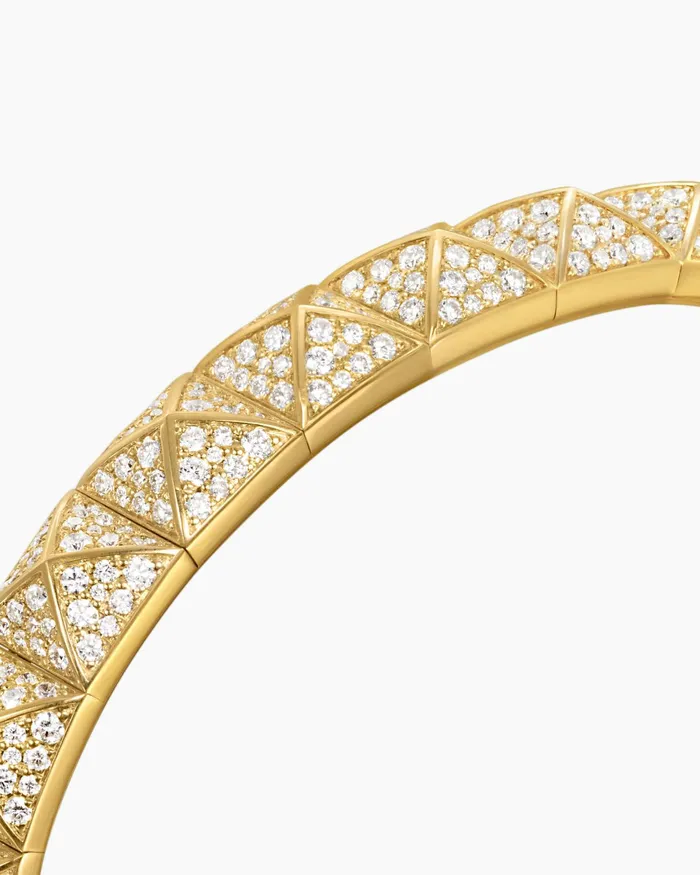 Pyramid Cuff Bracelet In 18K Yellow Gold With Diamonds 8mm Women David Yurman Cuff Pyramid Cuff Bracelet In 18K Yellow Gold With Diamonds 8mm Women David Yurman Cuff