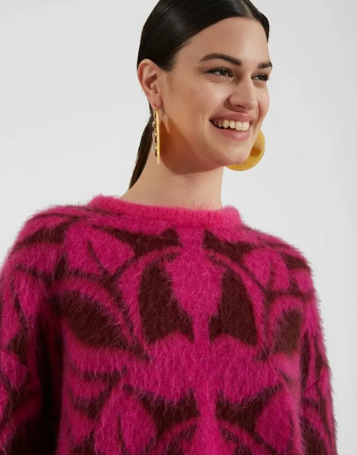 Ready To Wear Knitwear La Double J Camden Jumper Fuchsia and Bordeaux Ready To Wear Knitwear La Double J Camden Jumper Fuchsia and Bordeaux
