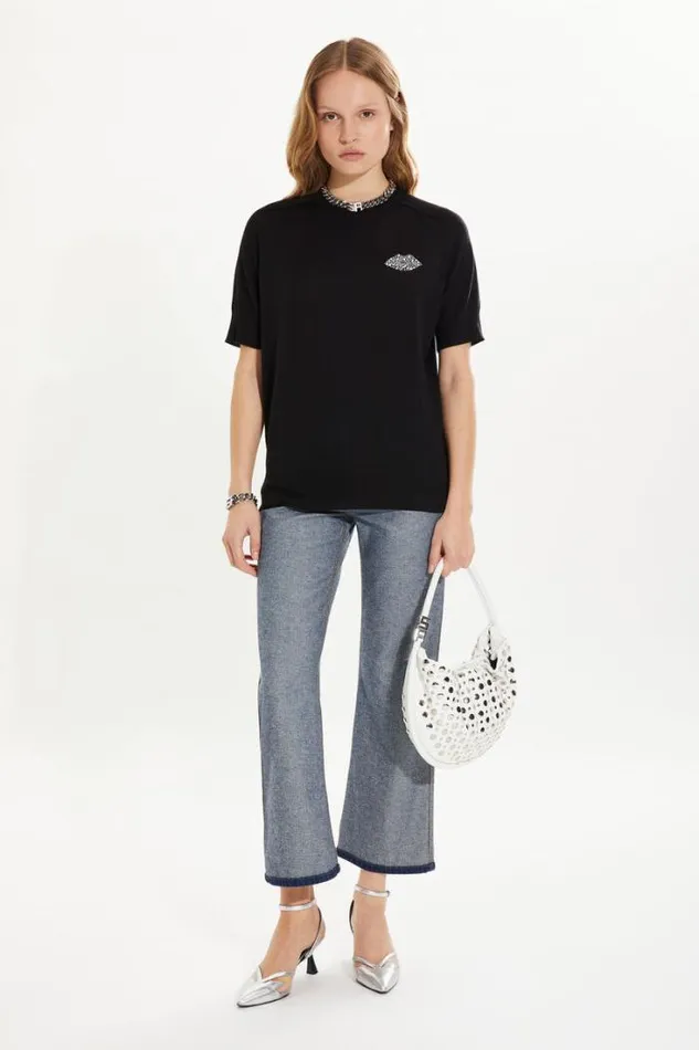 Readytowear Sweaters Sonia Rykiel Shortsleeved Sweater In Merino Wool And Silk