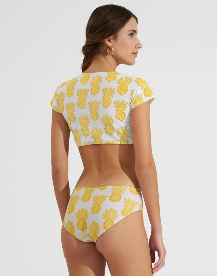 Ready To Wear Swimwear La Double J Bardot Top Pineapple Sunflower White Ready To Wear Swimwear La Double J Bardot Top Pineapple Sunflower White
