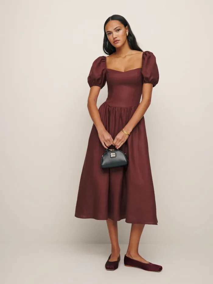 Reformation Dresses Davila Linen Dress Chianti 8211 Women Reformation Dresses Davila Linen Dress Chianti 8211 Women