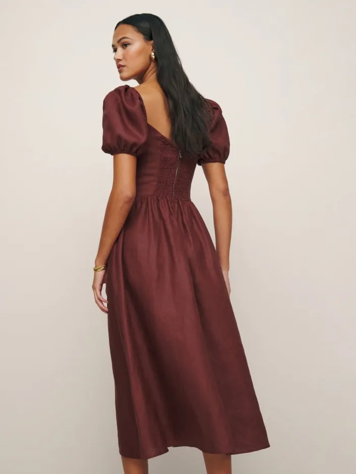 Reformation Dresses Davila Linen Dress Chianti 8211 Women Reformation Dresses Davila Linen Dress Chianti 8211 Women