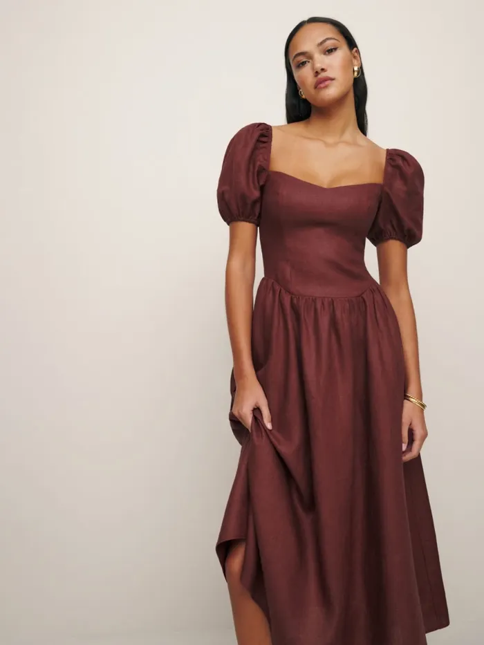 Reformation Dresses Davila Linen Dress Chianti 8211 Women Reformation Dresses Davila Linen Dress Chianti 8211 Women