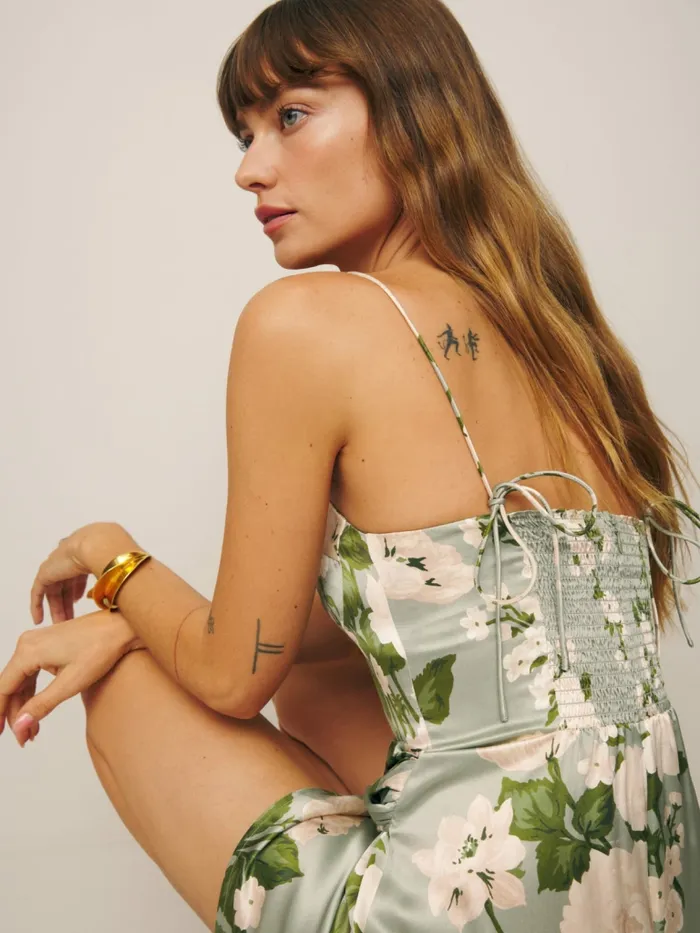 Reformation Dresses Marguerite Silk Dress Tarragon 8211 Women Reformation Dresses Marguerite Silk Dress Tarragon 8211 Women
