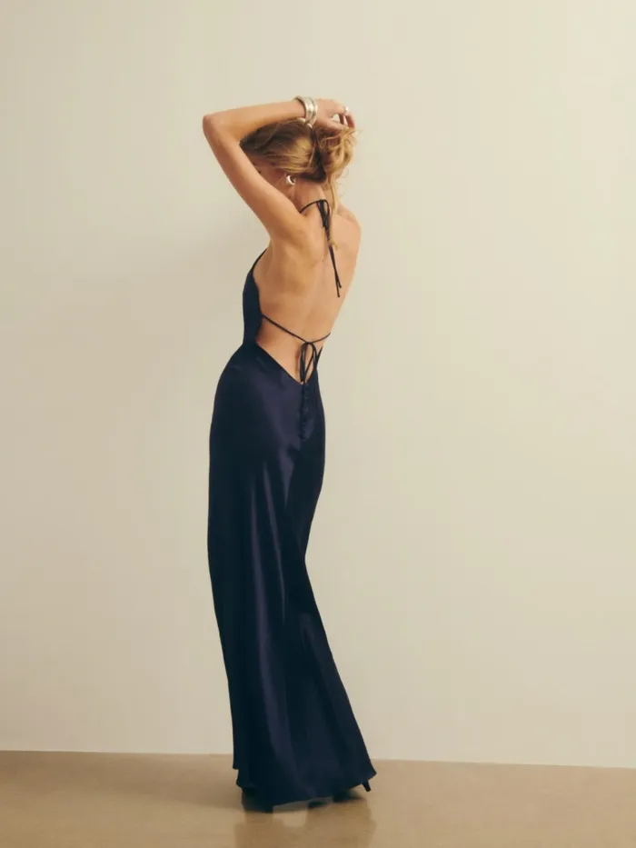 Reformation Dresses Petites Jeany Silk Dress Navy 8211 Women Reformation Dresses Petites Jeany Silk Dress Navy 8211 Women