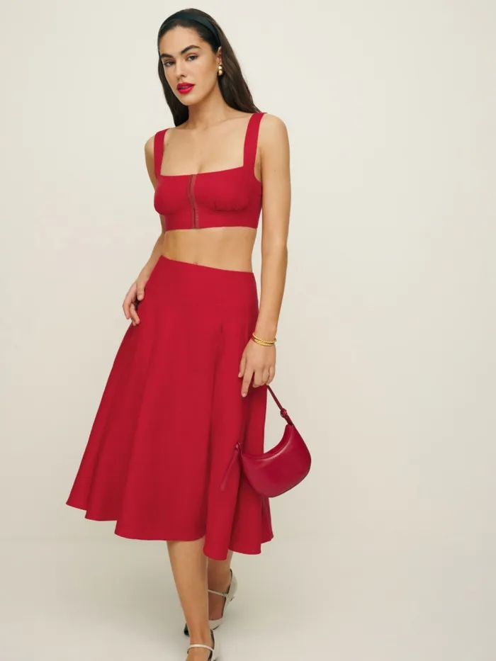 Reformation Dresses Santana Linen Two Piece Cherry 8211 Women Reformation Dresses Santana Linen Two Piece Cherry 8211 Women