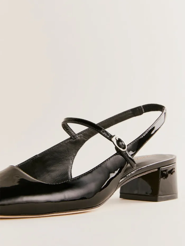 Reformation Heels Maddox Slingback Heel Black Patent 8211 Women Reformation Heels Maddox Slingback Heel Black Patent 8211 Women