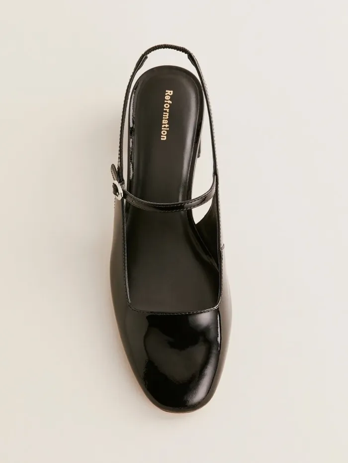 Reformation Heels Maddox Slingback Heel Black Patent 8211 Women Reformation Heels Maddox Slingback Heel Black Patent 8211 Women