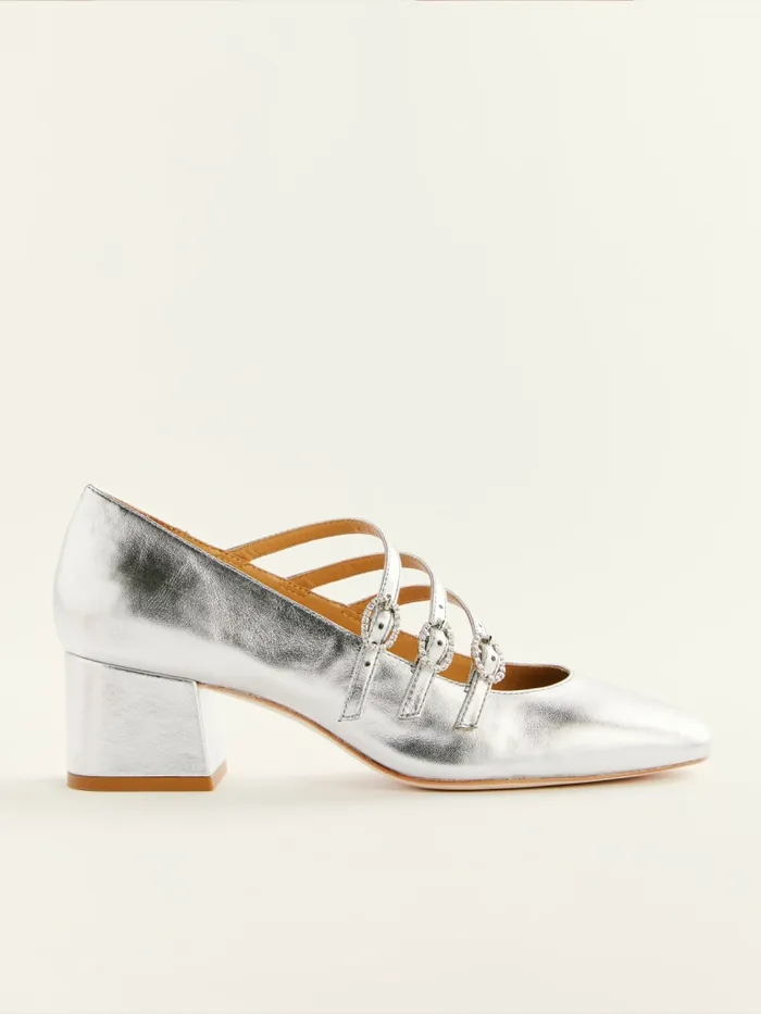 Reformation Heels Mimi Buckle Pump Silver 8211 Women Reformation Heels Mimi Buckle Pump Silver 8211 Women
