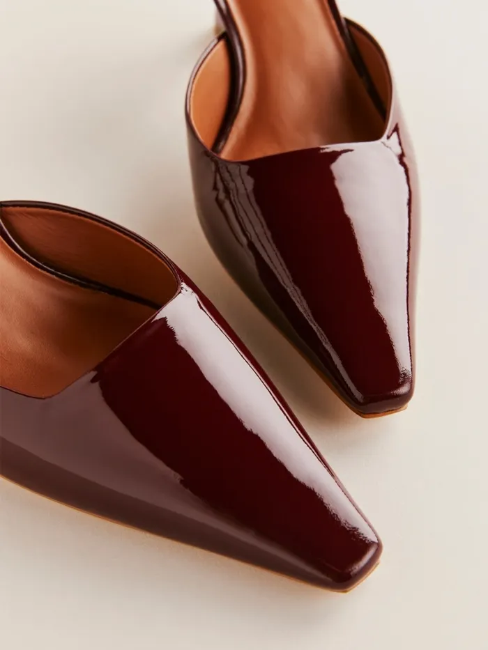 Reformation Heels Natasha Pump Wine Patent 8211 Women Reformation Heels Natasha Pump Wine Patent 8211 Women