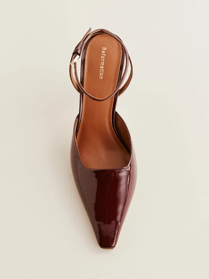 Reformation Heels Natasha Pump Wine Patent 8211 Women Reformation Heels Natasha Pump Wine Patent 8211 Women