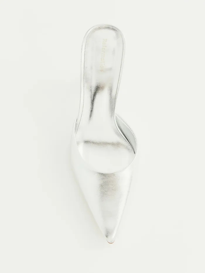 Reformation Heels Watson Heeled Mule Silver 8211 Women Reformation Heels Watson Heeled Mule Silver 8211 Women