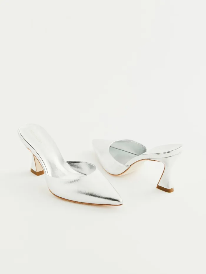 Reformation Heels Watson Heeled Mule Silver 8211 Women Reformation Heels Watson Heeled Mule Silver 8211 Women