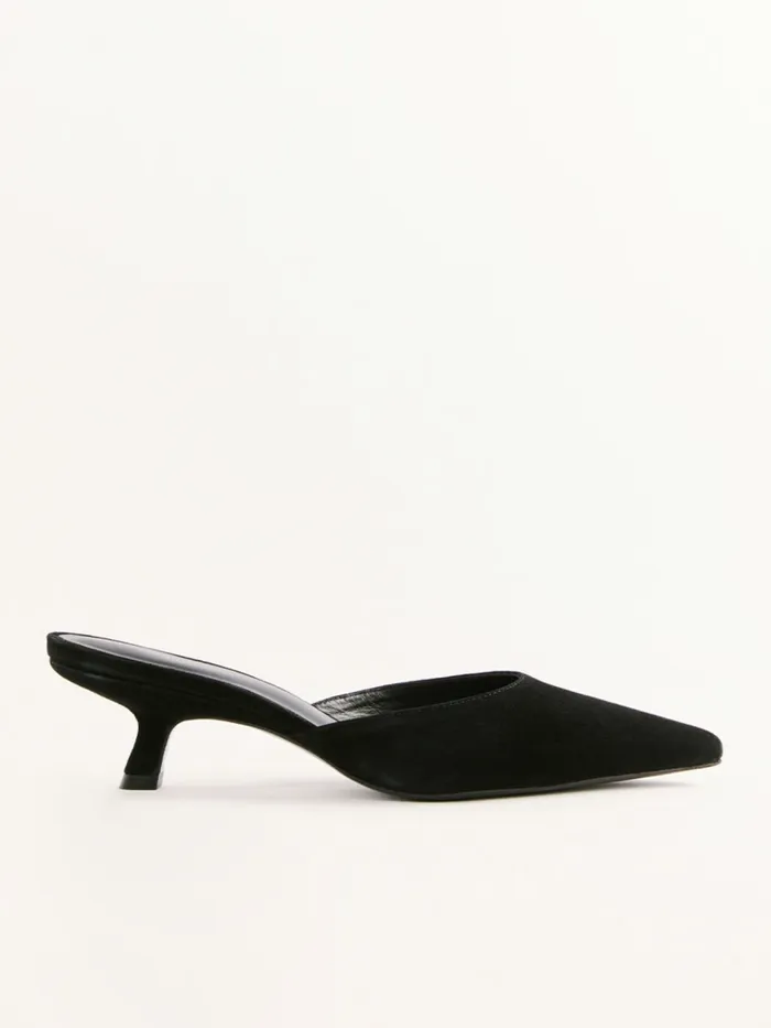 Reformation Heels Wilda Kitten Mule Black Suede 8211 Women Reformation Heels Wilda Kitten Mule Black Suede 8211 Women
