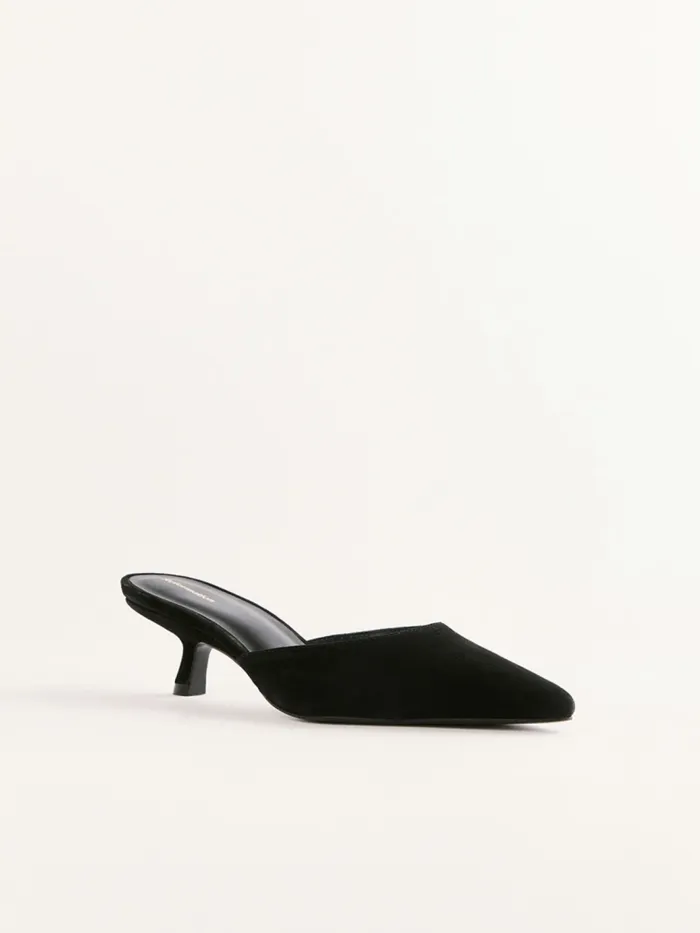 Reformation Heels Wilda Kitten Mule Black Suede 8211 Women Reformation Heels Wilda Kitten Mule Black Suede 8211 Women
