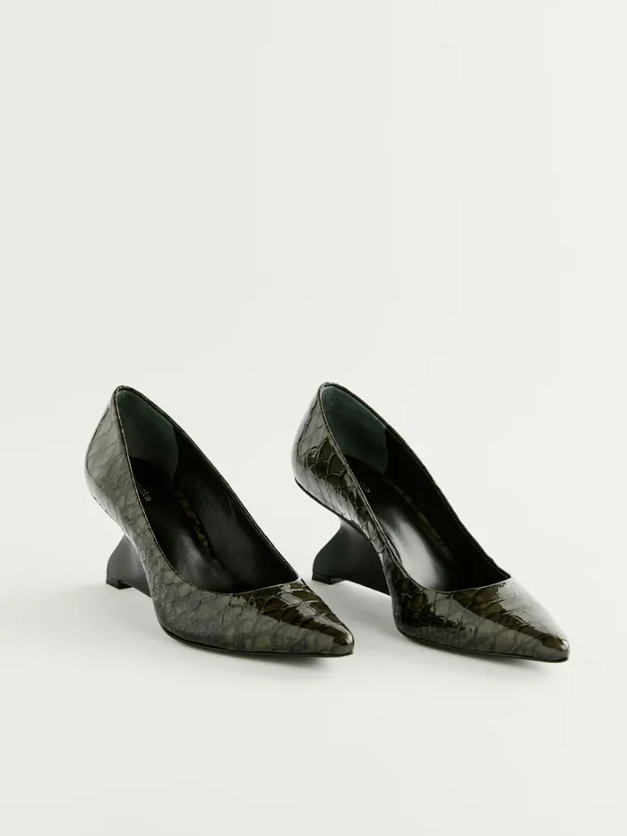 Reformation Heels Willa Pump Dark Olive Snake 8211 Women Reformation Heels Willa Pump Dark Olive Snake 8211 Women