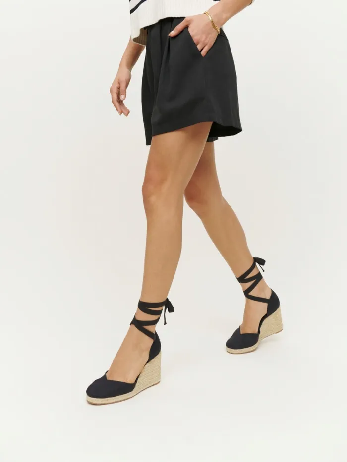 Reformation Occasion Shoes Camilla Lace Up Wedge Espadrille Black 8211 Women Reformation Occasion Shoes Camilla Lace Up Wedge Espadrille Black 8211 Women