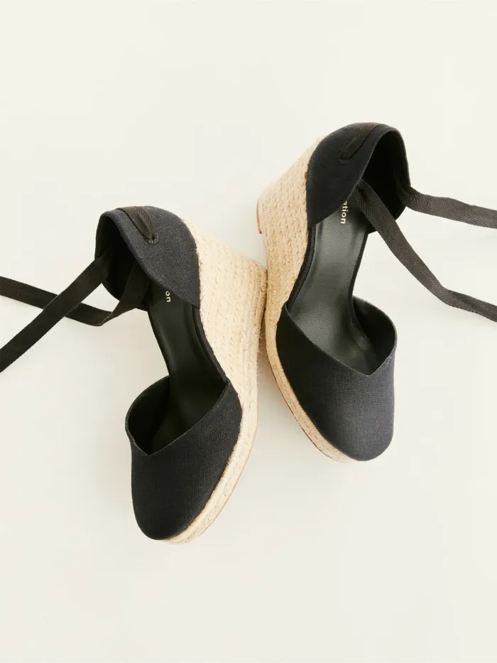 Reformation Occasion Shoes Camilla Lace Up Wedge Espadrille Black 8211 Women Reformation Occasion Shoes Camilla Lace Up Wedge Espadrille Black 8211 Women