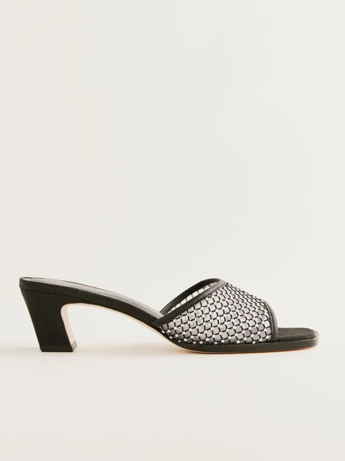 Reformation Sandals Scout Heeled Sandal Black Rhinestone Mesh 8211 Women Reformation Sandals Scout Heeled Sandal Black Rhinestone Mesh 8211 Women